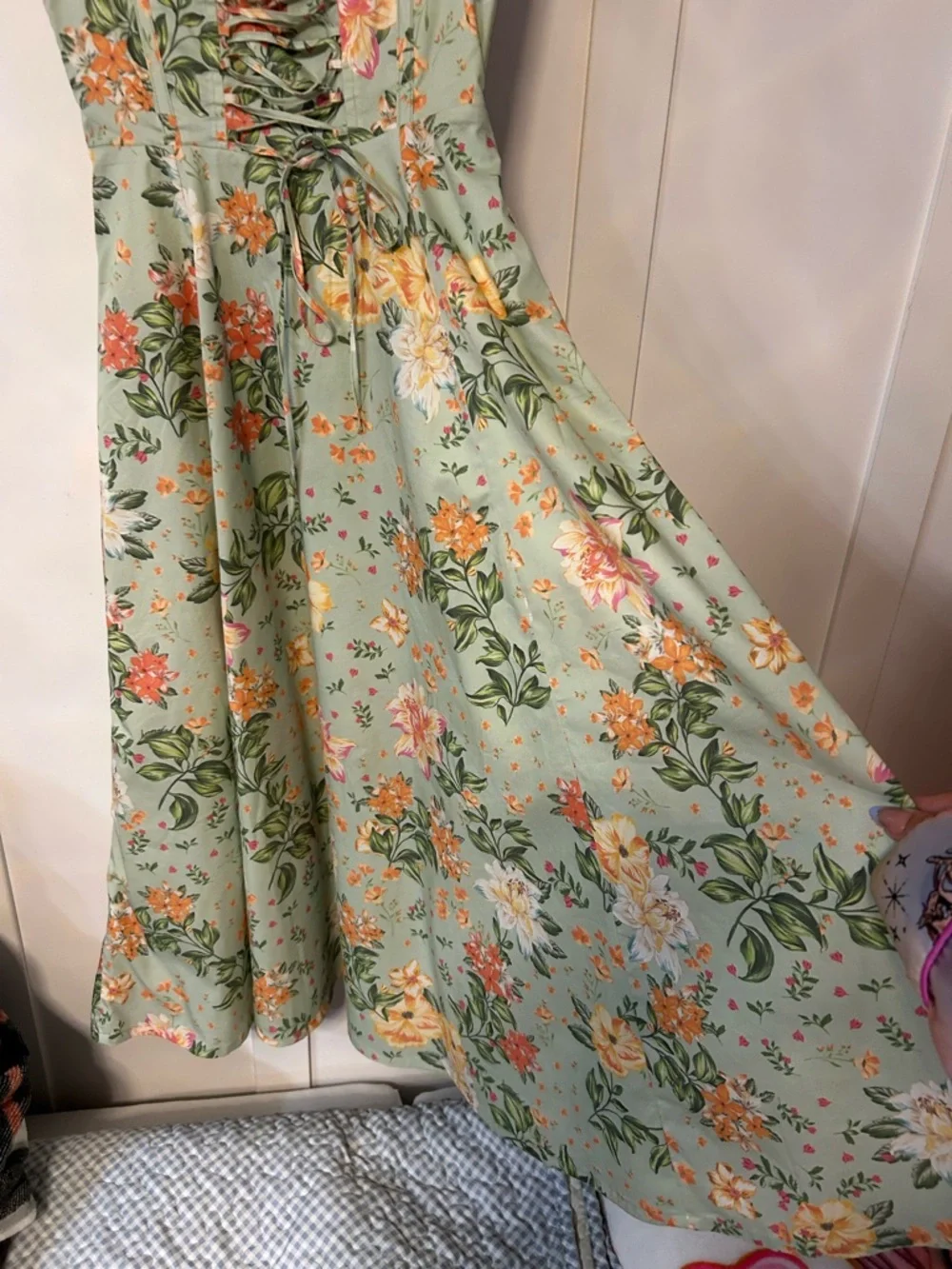 House of CB Sabrina Light Jade Floral Print Bustier Sundress - Picture 9 of 10